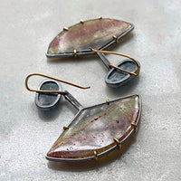 Multicolor Tourmaline and Speckled Teal Kyanite Earrings